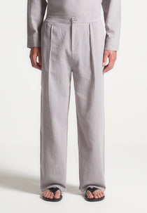 Crinkled Linen Trousers - Grey