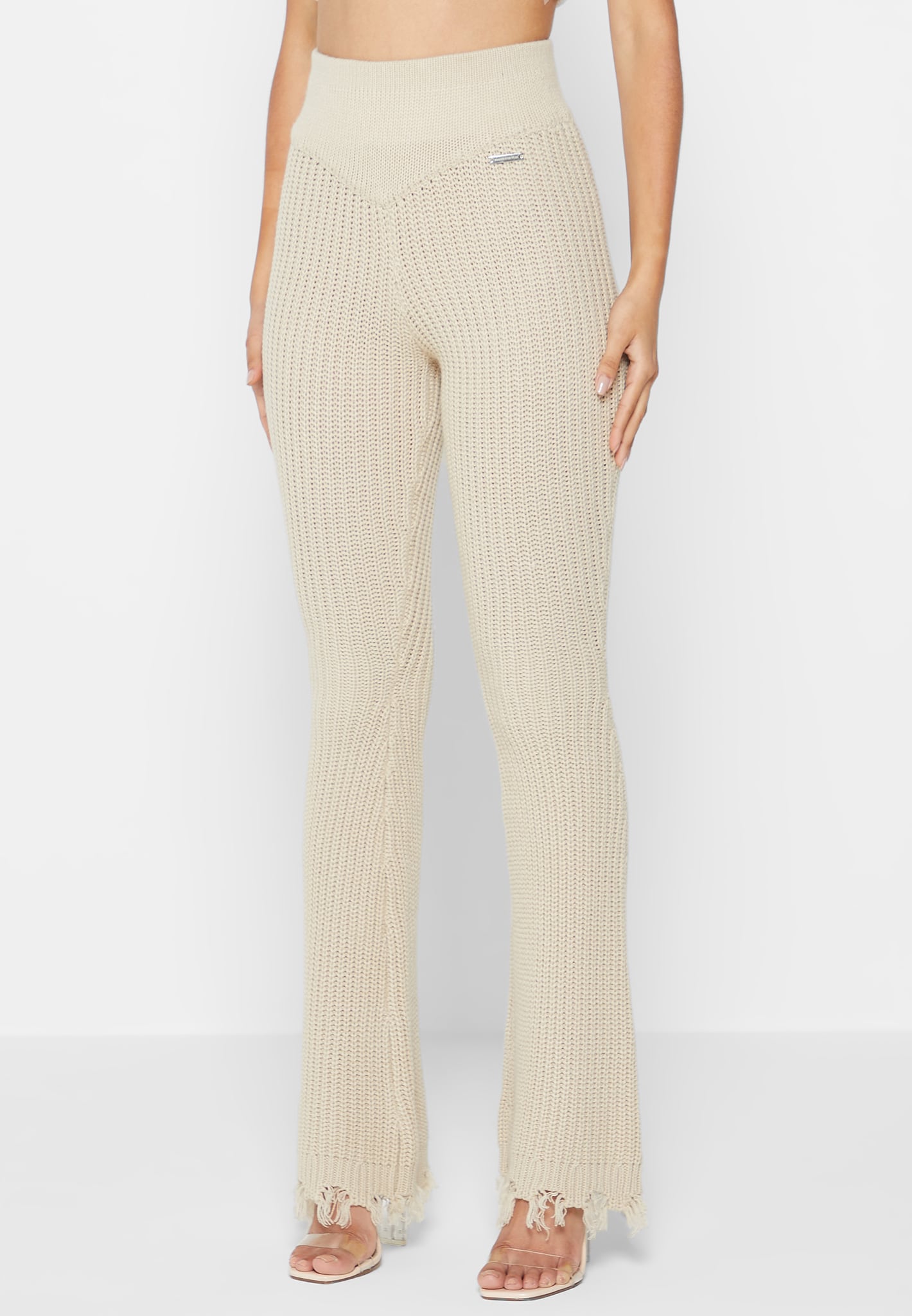 Exclusive Liquorish Knitted Geometric Print Flared Trousers – Liquorish  Online