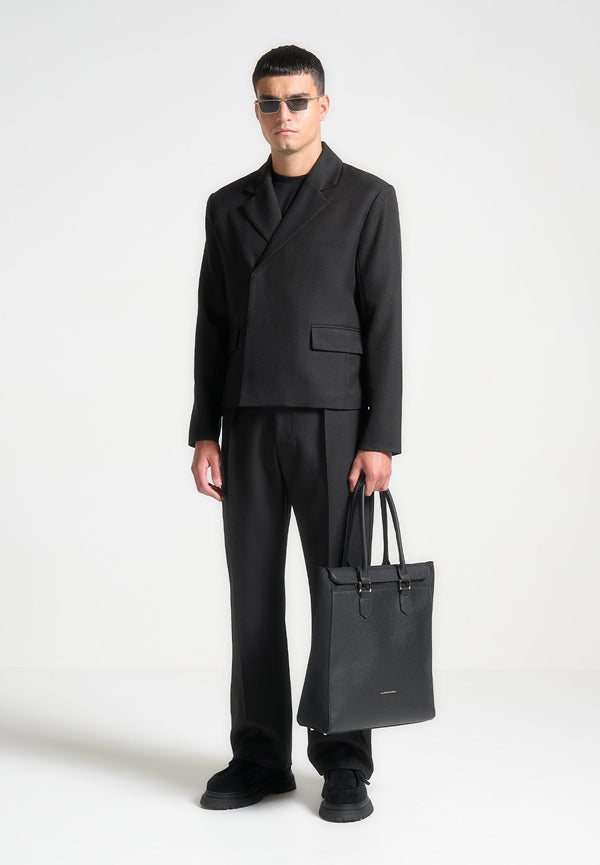 Hector - Double Breasted Tailored Cropped Blazer - Black