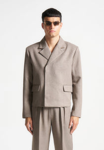 Hector - Double Breasted Tailored Cropped Blazer - Taupe