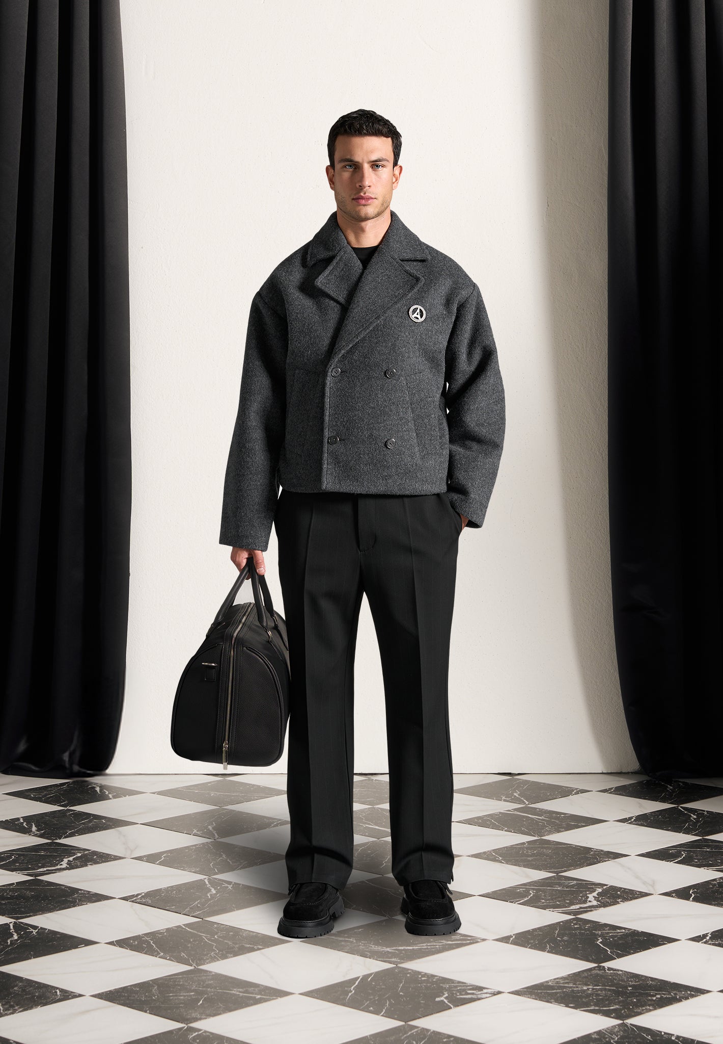 Double Breasted Wool Jacket - Grey 