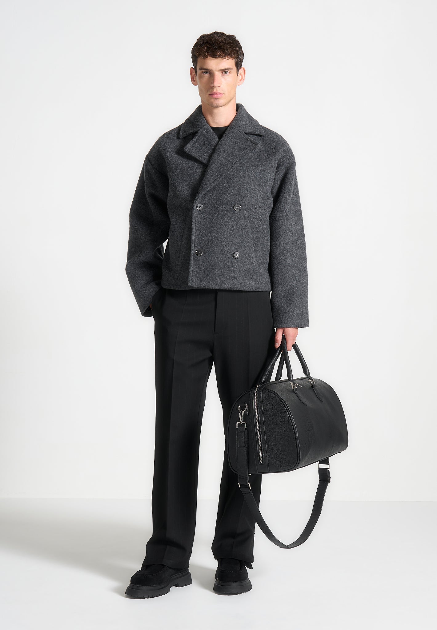 Mika - Unisex Double Breasted Wool Jacket - Grey