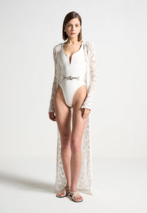Eiffel Belted Swimsuit - Off White