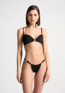 Eiffel Ruched Bikini Bottoms - Black