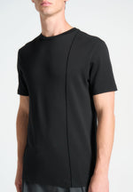 Éternel Regular Fit Cotton T-Shirt with Pintuck - Black