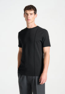 T⁠S002 - Regular Fit Cotton T-Shirt with Pintuck - Black