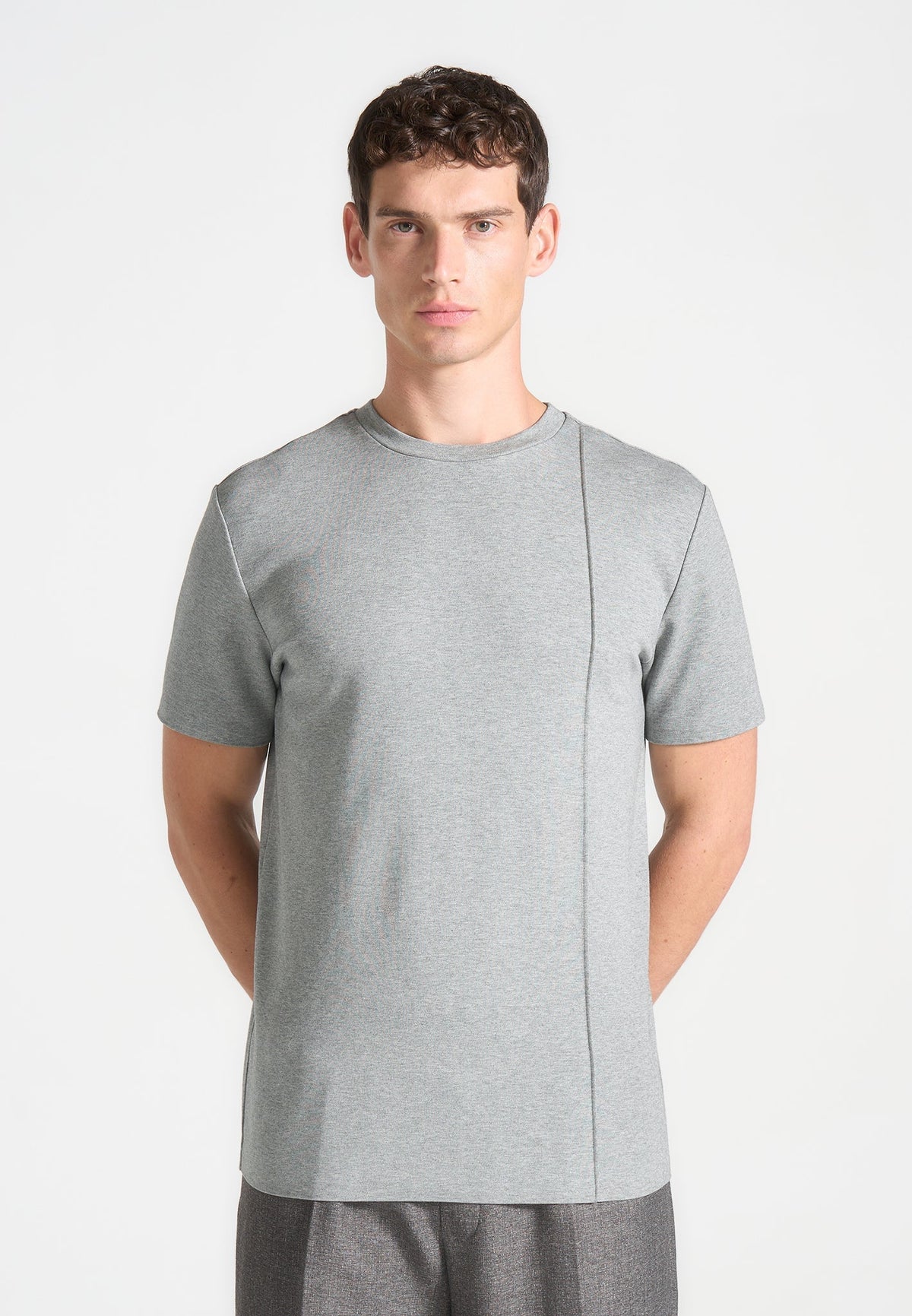 TS002 - Regular Fit Cotton T-Shirt with Pintuck - Grey