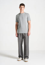 Éternel Regular Fit Cotton T-Shirt with Pintuck - Grey