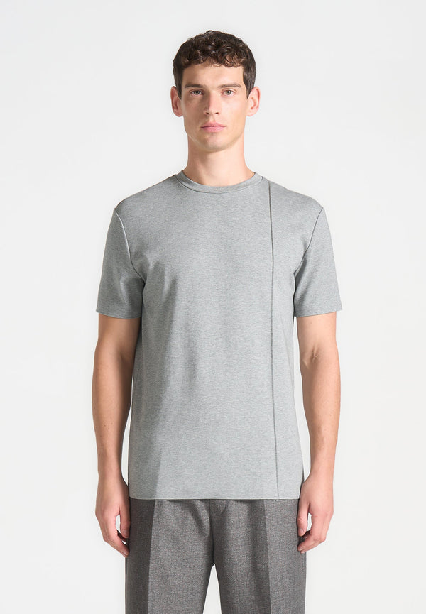 Bruno - Regular Fit Cotton T-Shirt with Pintuck - Grey