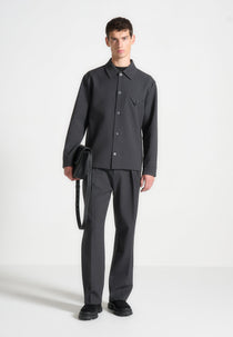 L⁠eo - Hatched Tailored Overshirt - Grey