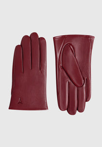 Azel - Leather Short Gloves - Wine Red