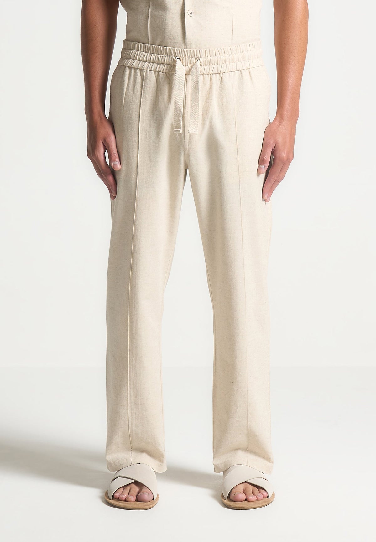 Linen Pintuck Pants - Natural