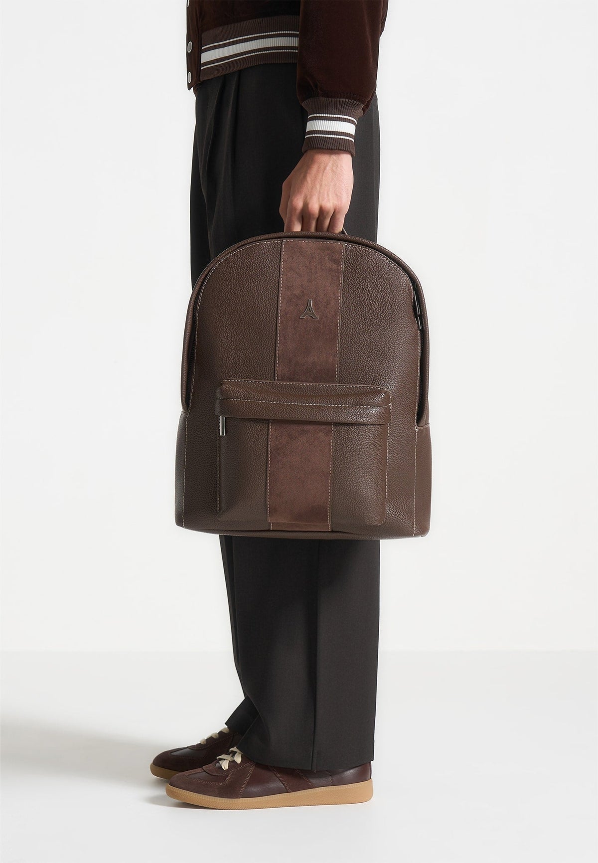Lyon - Suede Panel Backpack - Brown