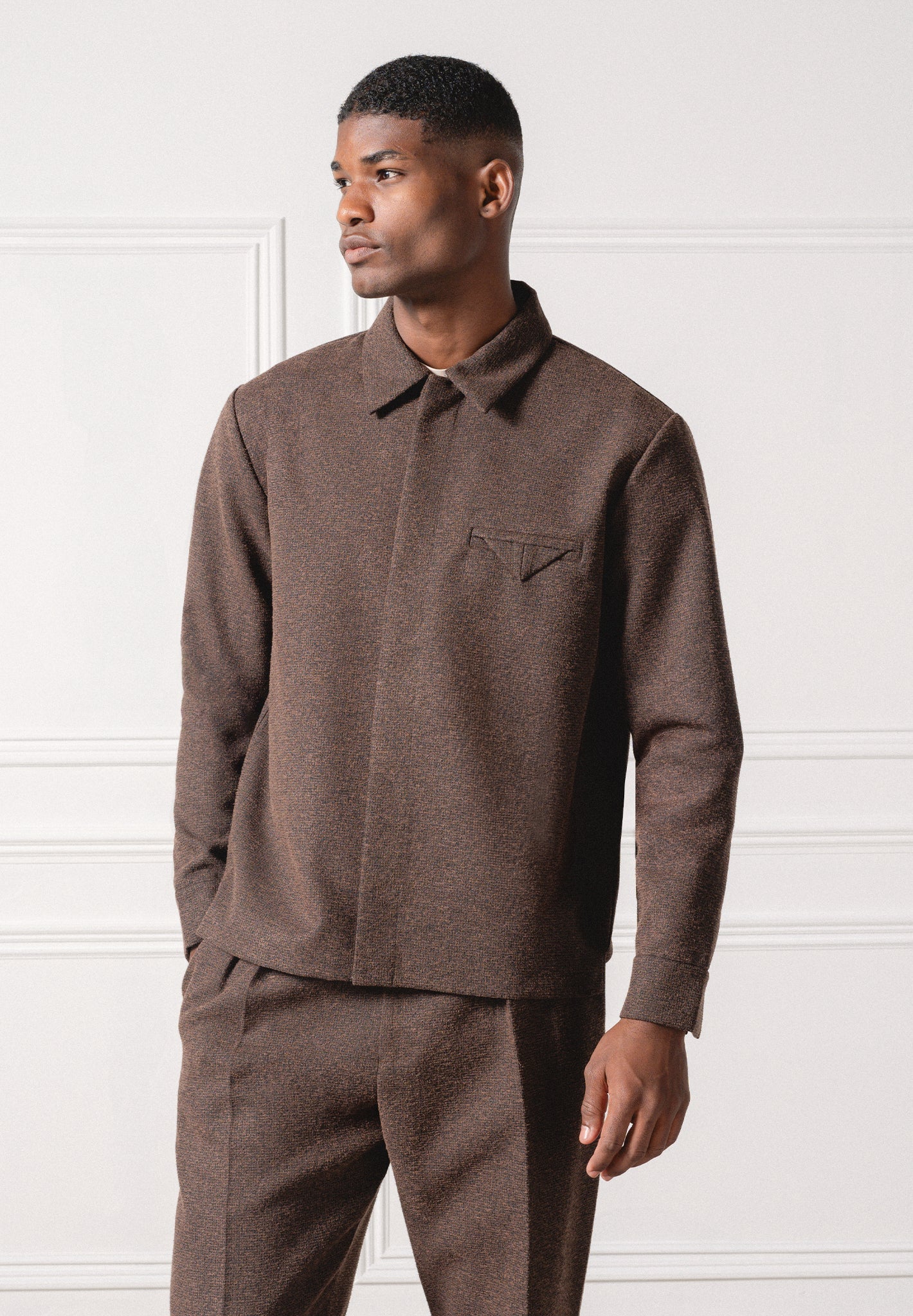 melange-tailored-shirt-with-triangle-pocket-brown