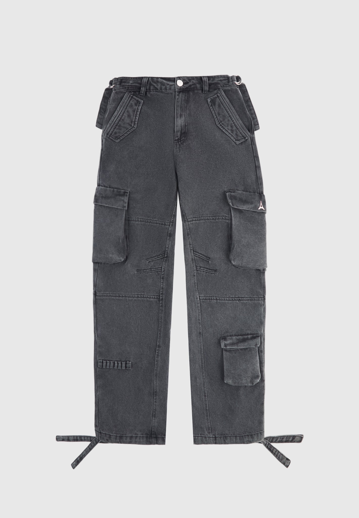 Petite Grey Mid Rise Pocket Detail Cargo Trouser