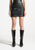 multi-belt-vegan-leather-mini-skirt-black