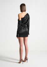 off-shoulder-draped-satin-mini-dress-with-belt-black