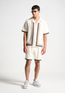 Nathan - Ombré Border Revere Shirt - Cream/Brown