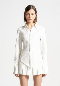 Sonia - Pinstripe Angled Shirt - White
