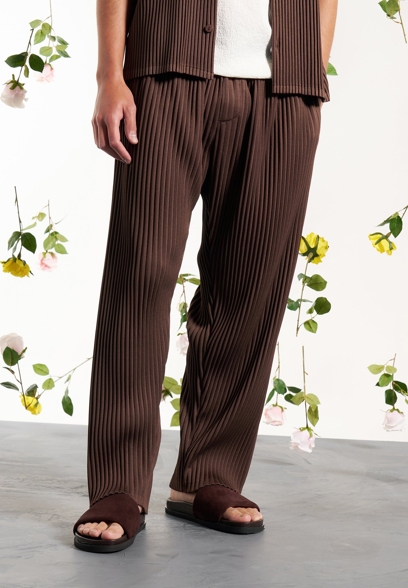 Pantalon plissé - brun