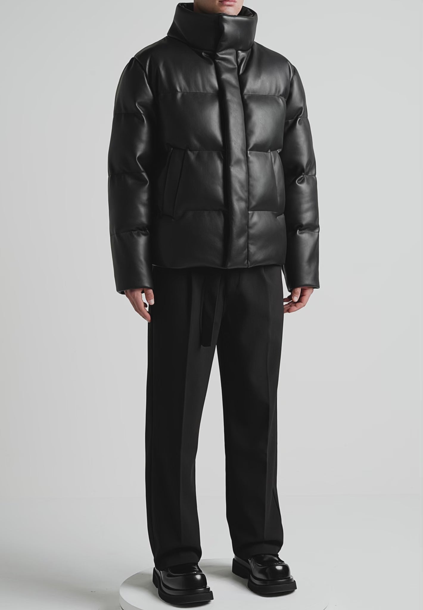 vegan-leather-puffer-jacket-black