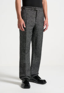 Joseph - Regular Fit Herringbone Wool Blend Tailored Pants - Black