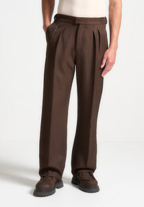 P⁠ierre - Relaxed Fit Pleated Tailored Trousers - Brown