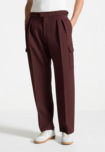 Maurice - Relaxed Fit Twill Pocket Pants - Wine Red