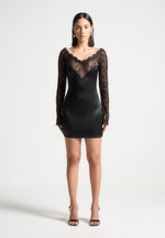 satin-and-lace-mini-dress-black