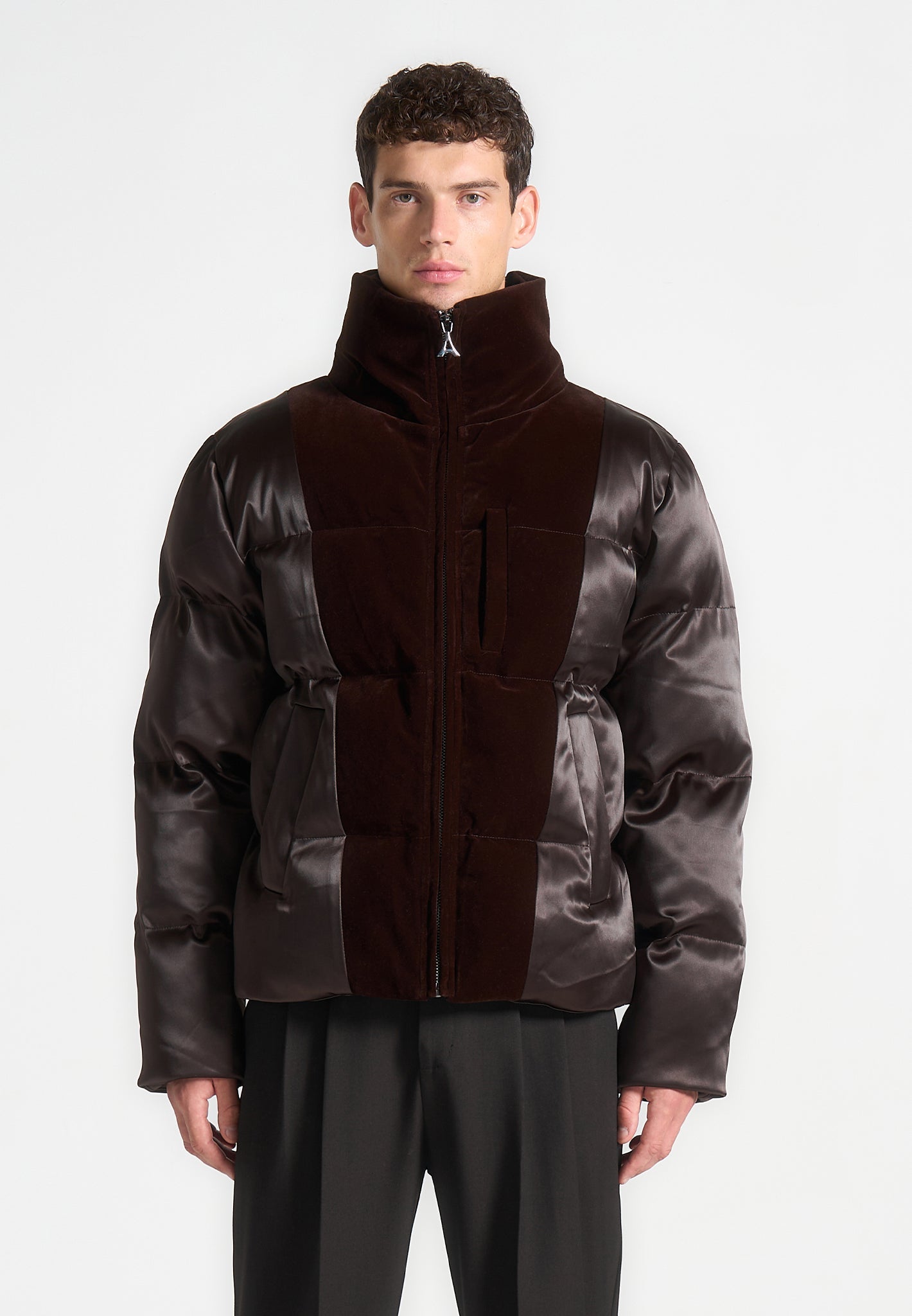 satin-and-velvet-panelled-puffer-jacket-brown