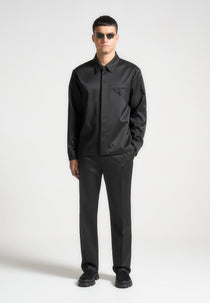 Elliot - Satin Tailored Shirt with Triangle Pocket - Black
