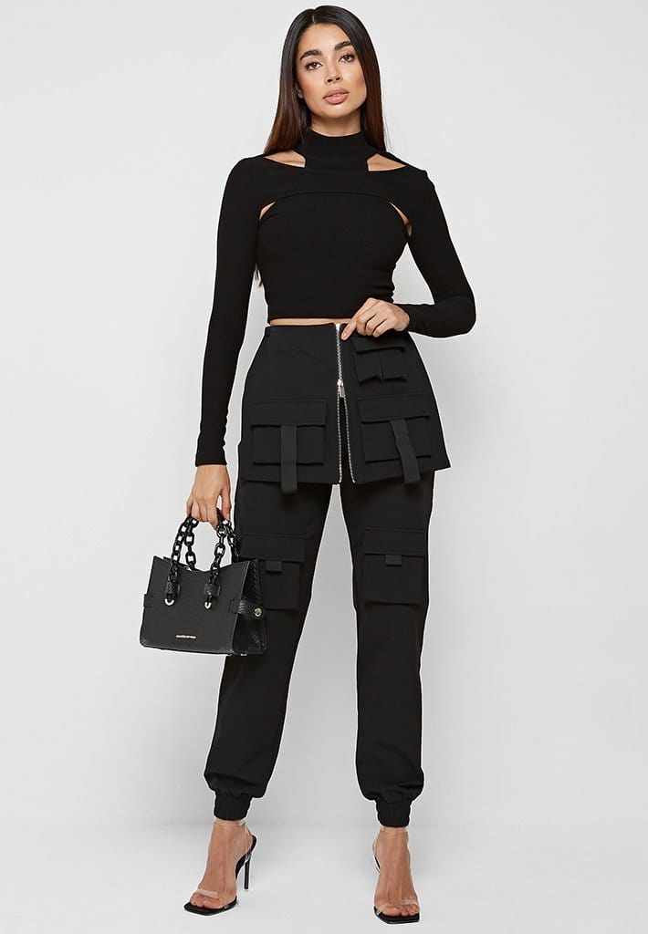 Skirt Overlay Cargo Pants Black Manière De Voir EU