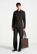 relaxed-fit-textured-twin-pleat-tailored-trousers-brown
