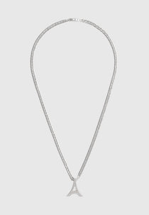 Sterling Silver Iced Eiffel Pendant Necklace - Silver