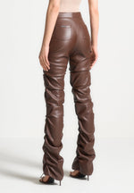 tacked-vegan-leather-flared-trousers-chocolate-brown