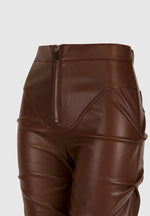 tacked-vegan-leather-flared-trousers-chocolate-brown