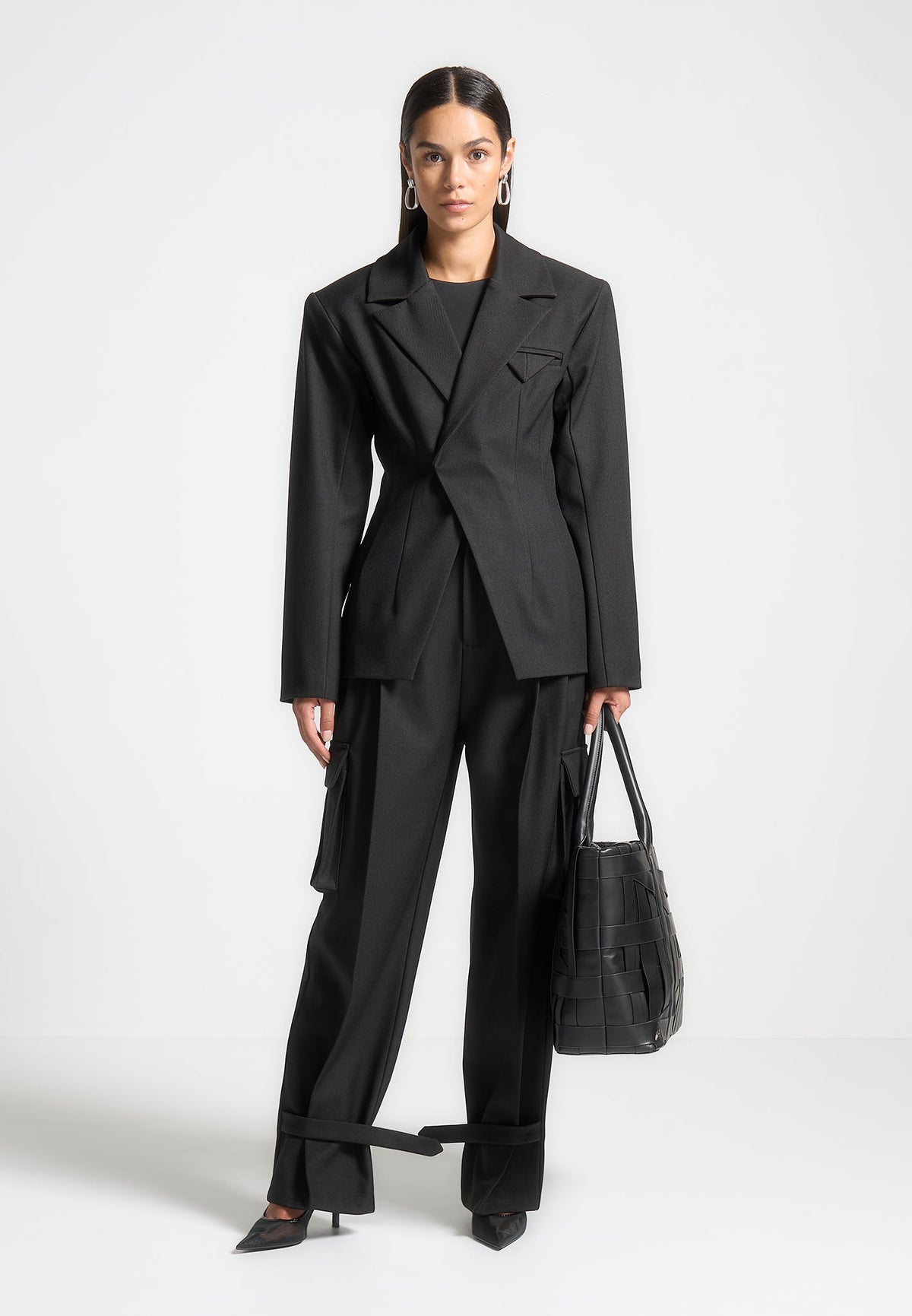 Beatrice - Tailored Contour Double Breasted Blazer - Black