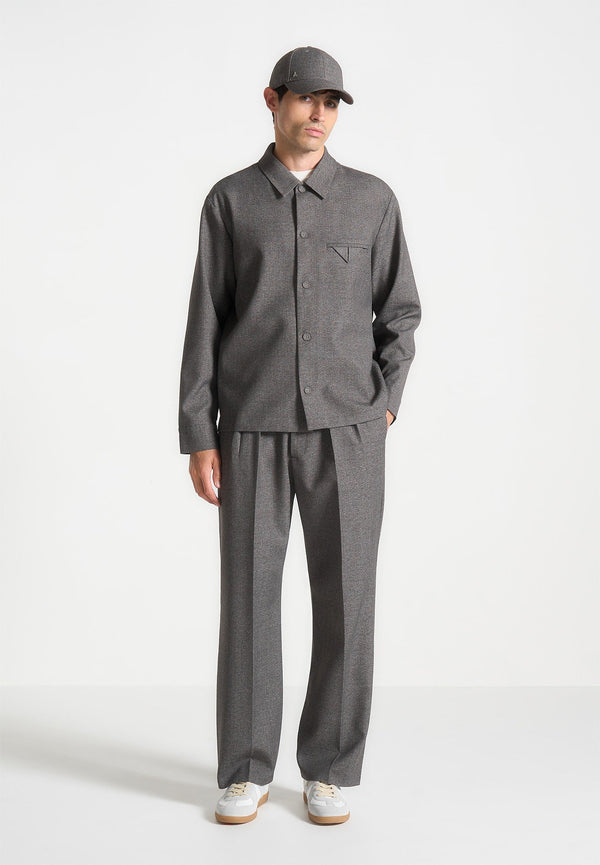 Leo - Textured Tailored Overshirt - Grey