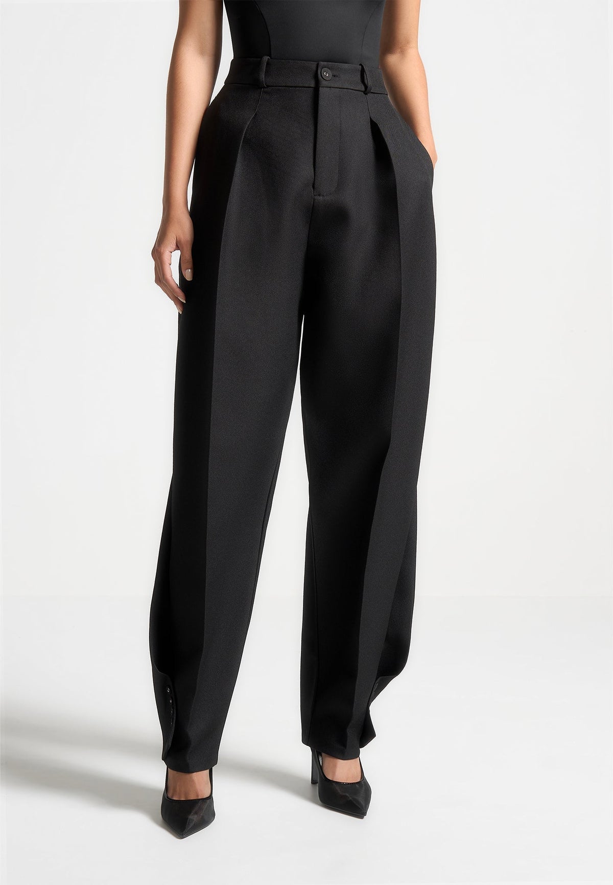 Sophie - Twist Leg Tailored Pants - Black