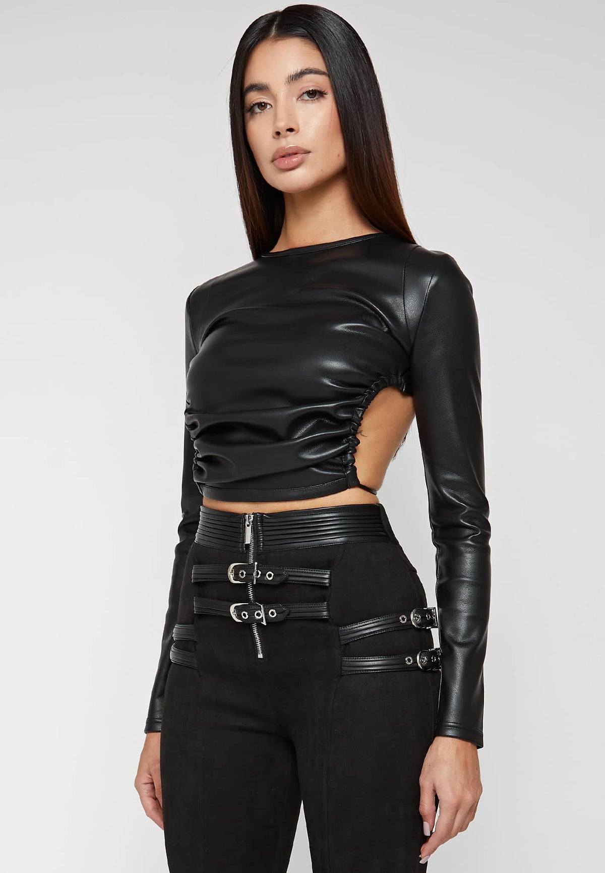 Vegan Leather Backless Top - Black | Manière De Voir EU