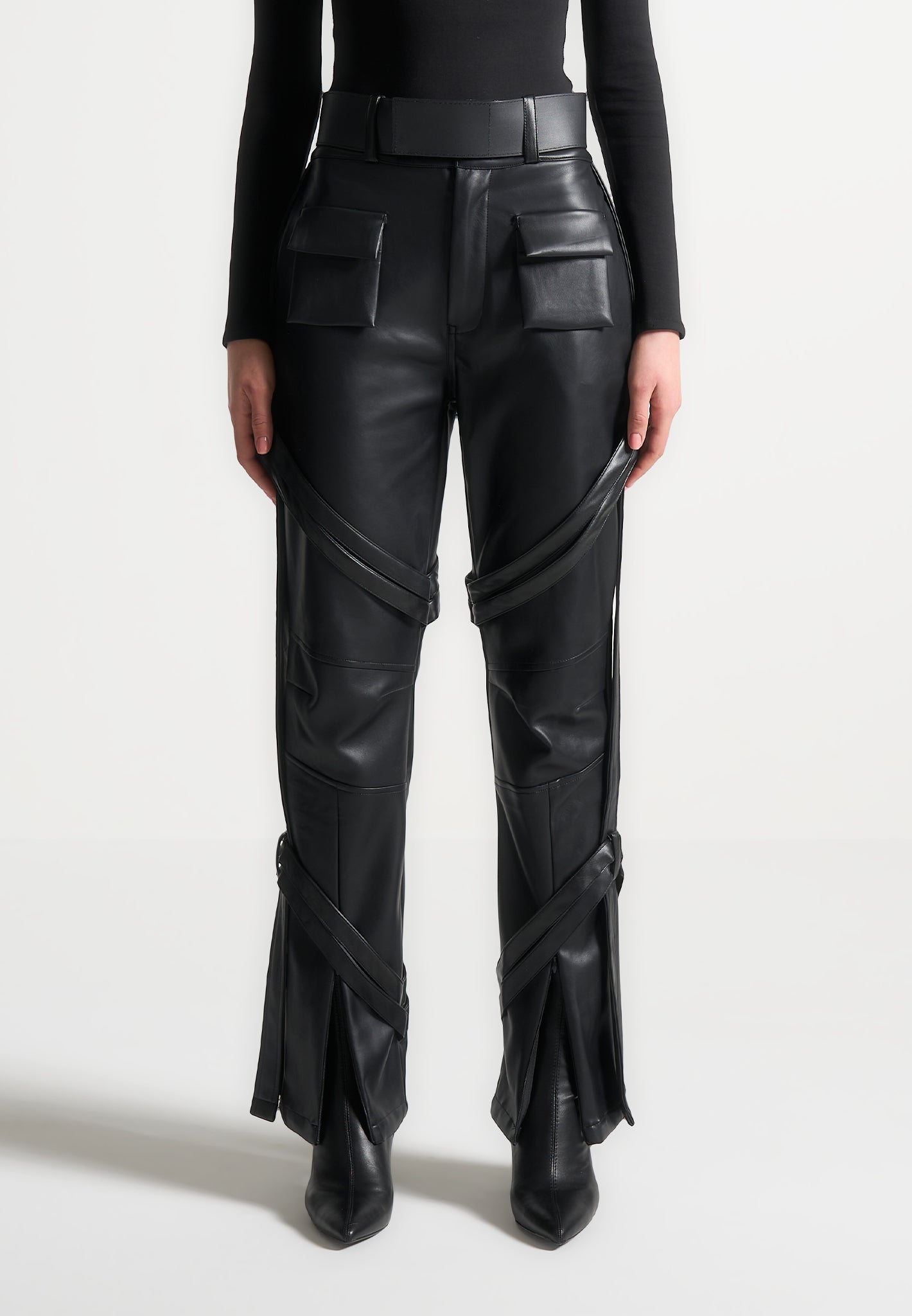 vegan-leather-carpenter-cargo-trousers-black