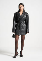 vegan-leather-oversized-blazer-dress-black