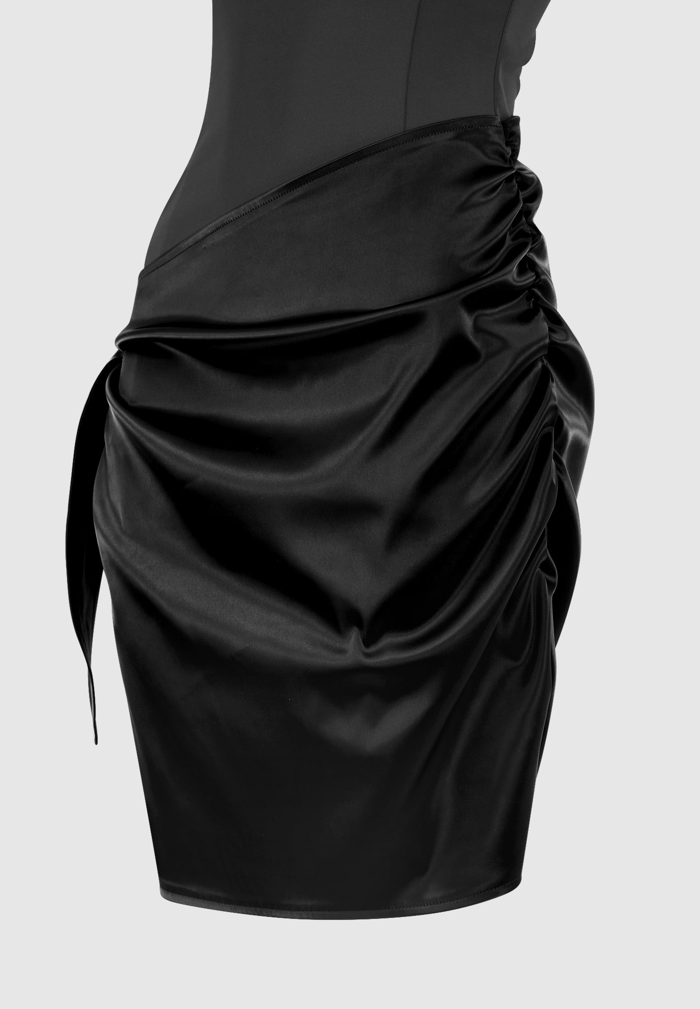vegan-leather-satin-wrap-bodycon-dress-black