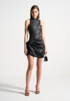 vegan-leather-satin-wrap-bodycon-dress-black