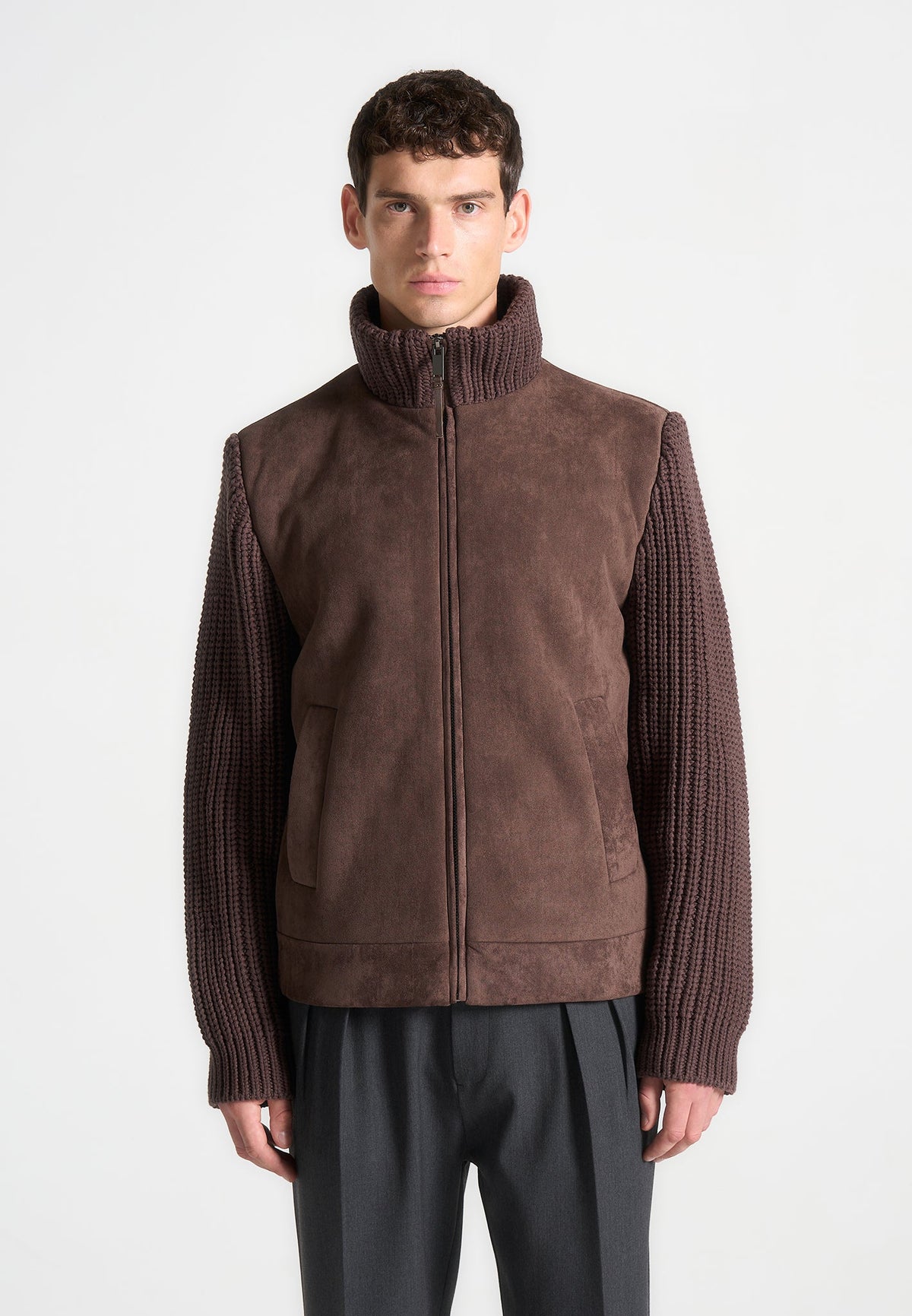Timothee - Suede & Knit Jacket - Brown