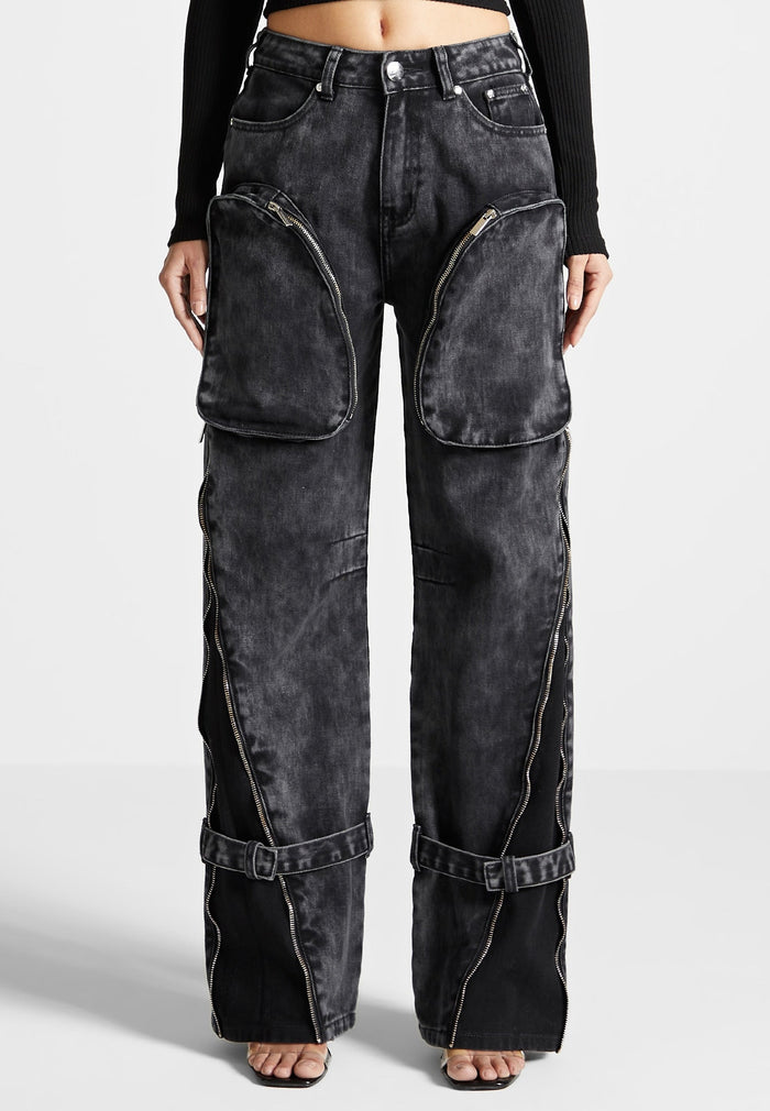 zip-detail-denim-cargo-pants-washed-black